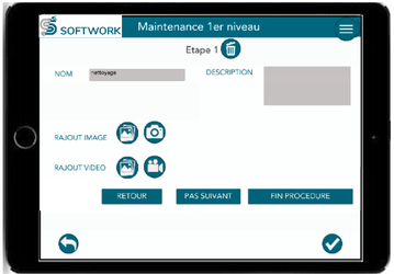 softwork maintenance de 1er niveau | softwork création de procédure sur tablette