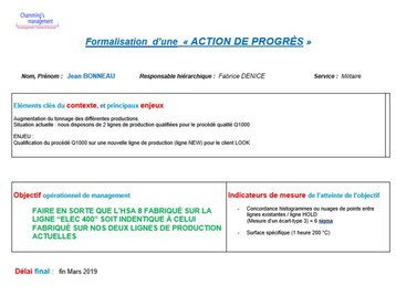 formalisation d'une action de progrès | résolution de problème et amélioration continue
