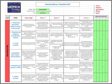 grille de saisie | évaluation du savoir être